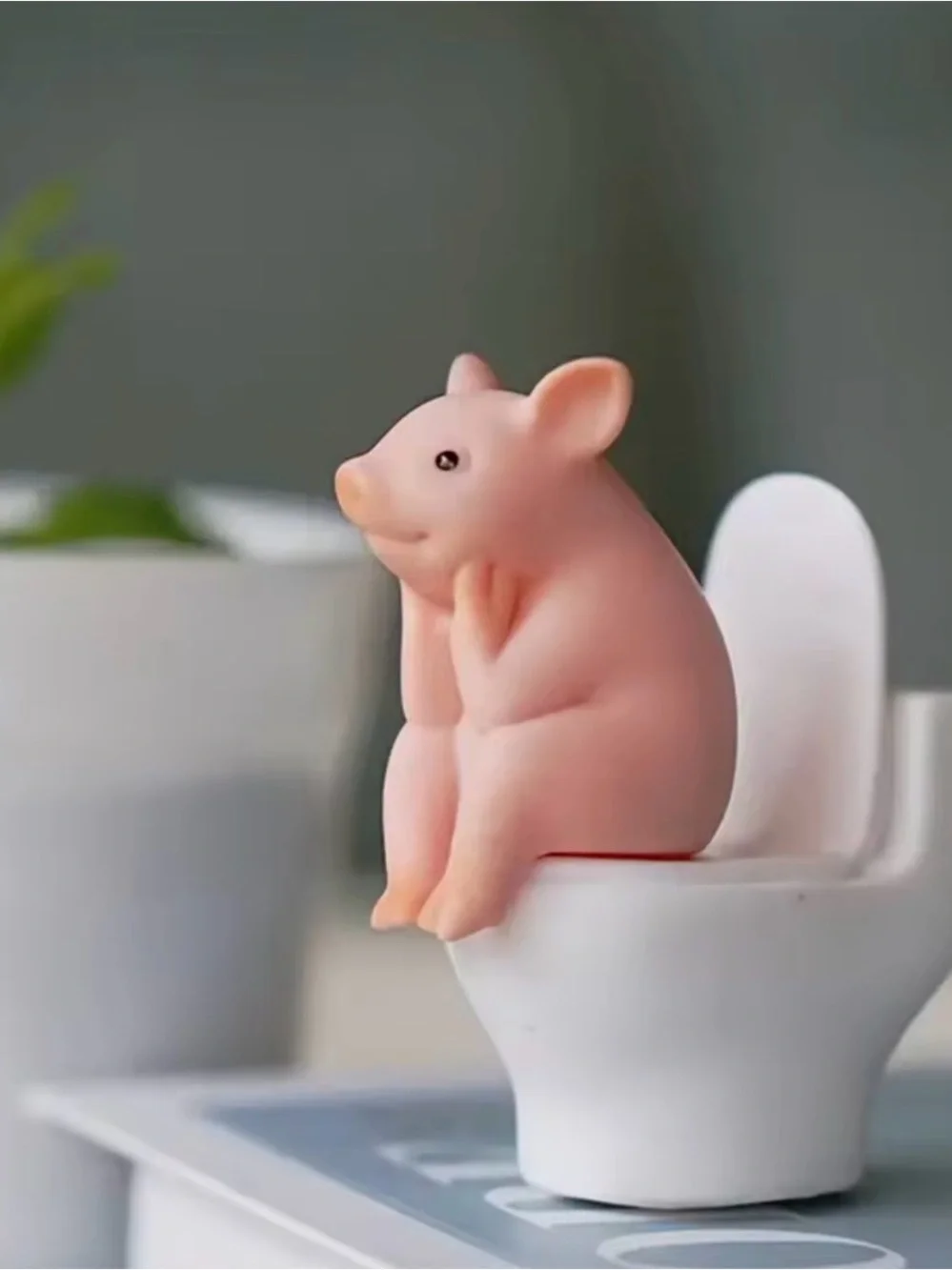 Pink Pig Figurine Bath Accessory - Decorative Resin Toy